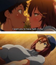  1girl 2boys :&gt;= akane_wa_tsumare_somerareru animated animated_gif ass baseball_cap blackmail blue_eyes blush breasts censored cheating_(relationship) cheek_bulge coach cum cum_in_mouth deepthroat english_text eye_contact fellatio grabbing grabbing_another&#039;s_breast gym_uniform hair_between_eyes hair_ornament hand_on_another&#039;s_head hat hetero huge_ass instant_loss large_breasts looking_at_another medium_hair mosaic_censoring multiple_boys nanao_akane netorare oral panties penis pubic_hair red_hair skirt sportswear subtitled takeda_hiromitsu teacher teacher_and_student tongue ugly_man underwear white_panties wide-eyed  rating:Explicit score:444 user:Bazoxy3000