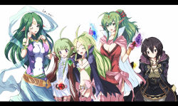  5girls :d aged_up ahoge bad_id bad_pixiv_id bad_proportions black_hair blush bow braid breasts cape choker circlet cleavage cloak crying crystal dress echizen_(hvcv) fire_emblem fire_emblem_awakening flat_chest garter_straps gloves green_eyes green_hair hair_ornament hair_ribbon heart impossible_clothes impossible_jacket impossible_shirt jacket large_breasts letterboxed long_hair matching_hair/eyes midriff morgan_(female)_(fire_emblem) morgan_(fire_emblem) mother_and_daughter multiple_girls naga_(fire_emblem) nah_(fire_emblem) nintendo nowi_(fire_emblem) open_mouth pants pink_legwear pointy_ears ponytail purple_eyes red_eyes ribbon sash shawl shirt short_hair side_braid side_slit skirt smile tears thighhighs tiki_(adult)_(fire_emblem) tiki_(fire_emblem) trait_connection translation_request twin_braids wavy_mouth white_background wince  rating:Sensitive score:35 user:danbooru