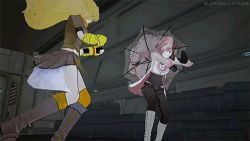  2girls 3d animated animated_gif battle blonde_hair fighting kicking lowres multicolored_hair multiple_girls neo_politan rwby umbrella yang_xiao_long  rating:Sensitive score:17 user:lililover