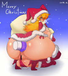 10s 1futa 2014 anal anal_object_insertion ass bar_censor blush boots breasts censored character_request christmas copyright_request dated english_text from_behind full-package_futanari futanari high_heel_boots high_heels huge_ass huge_breasts huge_penis kimuchibantyou looking_back object_insertion penis penis_ornament pussy santa_costume sex_toy sideboob solo squatting testicles text_focus thigh_boots thighhighs thong vibrator rating:Explicit score:32 user:mrdie01