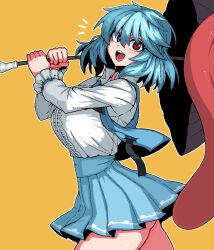  blue_eyes breasts formicid heterochromia large_breasts open_mouth red_eyes tatara_kogasa touhou  rating:General score:9 user:RIG