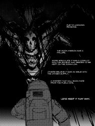  2others absurdres astronaut chainsaw_man commentary darkness_devil english_text greyscale heartbreak_juan highres monochrome monster multiple_heads multiple_others other_focus spacesuit  rating:General score:2 user:danbooru