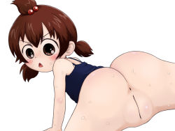 1girl anus ass blush brown_eyes brown_hair cleft_of_venus female_focus hair_bobbles hair_ornament huge_ass kimtal loli marui_futaba mitsudomoe open_mouth pussy short_hair solo tri_tails uncensored wet rating:Explicit score:31 user:sytalidis