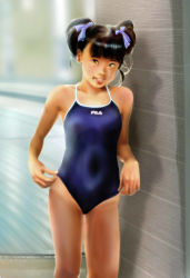 1girl artist_request black_hair looking_at_viewer solo swimsuit tagme thighs  rating:Sensitive score:4 user:Lolix