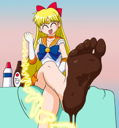  chocolate_on_foot chocolate_syrup feet highres pov sailor_venus tagme whipped_cream  rating:Questionable score:5 user:sailormoonfeet121