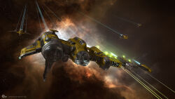  3d attack_ship_(eve_online) birgirpall brown_background cannon catalyst_(eve_online) cloud commentary company_name dated dated_commentary destroyer_(eve_online) energy energy_beam energy_cannon eve_online fleet flying gallente_federation_(eve_online) glowing hauling_ship_(eve_online) highres interbus_(eve_online) logo military_vehicle nebula no_humans official_art outdoors realistic science_fiction sky space spacecraft special_edition_ship_(eve_online) star_(sky) star_(symbol) starry_background starry_sky thrusters turret vehicle_focus 