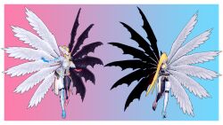  angewomon ass blonde_hair digimon fusion highres ladydevimon long_hair mask mastemon wings  rating:Questionable score:3 user:Chaos11