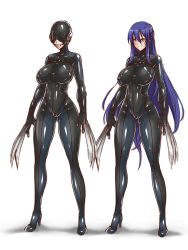  00s 1girl akiyama_rinko ball_gag blindfold blue_hair bodysuit breasts claws covered_erect_nipples female_focus gag gimp_mask gimp_suit gimpsuit large_breasts latex lilith-curvy long_hair mask mysterious_rubber_woman purple_eyes sensory_deprivation skin_tight smile solo standing tagme taimanin_(series) taimanin_yukikaze taimanin_yukikaze_2 very_long_hair weapon  rating:Questionable score:77 user:deltaonix