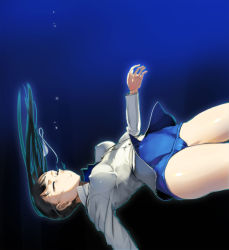 00s 1girl andou_shuki asphyxiation bad_id bad_pixiv_id black_hair breasts drowning closed_eyes falling long_hair medium_breasts no_pants one-piece_swimsuit sakamoto_mio school_swimsuit solo strike_witches swimsuit swimsuit_under_clothes tears unconscious underwater world_witches_series rating:Sensitive score:15 user:danbooru