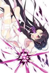  1000marie 1girl bandages bandage_over_one_eye bandages black_hair breasts dark_persona energy heterochromia highres lab_rat_rabian long_hair looking_at_viewer medium_breasts mummy nail_polish naked_bandage official_art open_mouth purple_eyes resized soccer_spirits solo tears transparent_background upscaled 