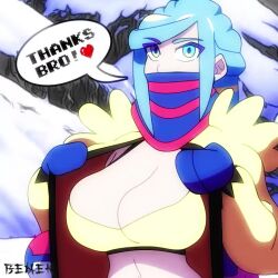  1boy animated artist_name audible_music benek blue_eyes blue_gloves blue_hair bouncing_breasts breasts cleavage covered_mouth creatures_(company) expressionless futanari game_freak gender_request genderswap gloves grusha_(pokemon) large_breasts long_hair looking_at_viewer male_with_breasts newhalf nintendo open_clothes pokemon pokemon_sv scarf simple_background snow sound standing tagme talking trap video what winter_gloves  rating:Sensitive score:173 user:fakyuh