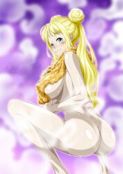 1girl absurdres ass blonde_hair breasts covered_erect_nipples female_focus highres large_breasts long_hair nel-zel_formula one_piece smile vegapunk_york
