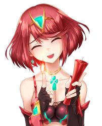  1girl breasts candle cleavage closed_eyes earrings gloves jewelry large_breasts medium_breasts nm_(tshell2761) pyra_(xenoblade) red_hair solo xenoblade_chronicles_(series)  rating:Sensitive score:16 user:Hereno
