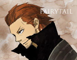  1boy bad_id bad_pixiv_id brown_hair collar english_text facial_hair fairy_tail gildarts_clive ginger_(niningasi) lowres male_focus portrait profile solo stubble  rating:Sensitive score:7 user:danbooru