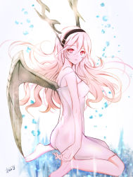  1girl ass atoatto atodonotea corrin_(female)_(fire_emblem) corrin_(fire_emblem) dress fire_emblem fire_emblem_fates long_hair looking_at_viewer nintendo pointy_ears red_eyes solo white_hair  rating:Sensitive score:31 user:danbooru