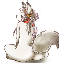  androgynous ass fox full_body furry gender_request nude open_mouth purple_hair red_eyes setouchi_kurage short_hair sitting solo white_background  rating:Questionable score:4 user:KemonoLover96
