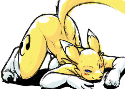  ass blush breasts digimon digimon_(creature) feet furry renamon tail toes top-down_bottom-up  rating:Questionable score:41 user:imbll