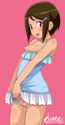 1girl breasts brown_eyes brown_hair chicago-x cleft_of_venus digimon female_focus female_masturbation frontal_wedgie highres masturbation nipples partially_visible_vulva pussy short_hair solo swimsuit swimsuit_tug yagami_hikari rating:Explicit score:48 user:Chaos11