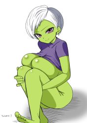  alternate_breast_size bad_id bad_twitter_id barefoot bottomless breasts cheelai cleavage dragon_ball dragon_ball_super feet happy highres huge_breasts nude solo takamori3  rating:Explicit score:25 user:Masterchristian