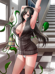  1990s_(style) 1girl arm_up armpits black_hair breasts female_focus final_fantasy final_fantasy_vii grin highres long_hair panties red_eyes retro_artstyle smile solo standing switch01 tifa_lockhart underwear unzipped white_panties  rating:Sensitive score:37 user:hilad