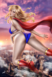 ayya_sap blue_bra blue_panties bra cape dc_comics kara_danvers kara_zor-el kryptonian lingerie panties red_cape supergirl underwear  rating:Questionable score:9 user:DarthMaul1999