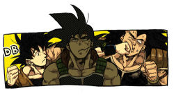  3boys age_difference annoyed armor bad_id bad_pixiv_id bardock black_hair brothers crosscounter dragon_ball dragonball_z father_and_son lowres male_focus multiple_boys muscular nitako raditz scar siblings son_goku  rating:Sensitive score:35 user:danbooru