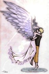 1boy 1girl angel closed_eyes hyuuga_hinata long_hair lowres naruto naruto_(series) uzumaki_naruto wings rating:Sensitive score:5 user:Vla8islav