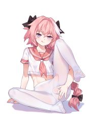 1boy :q anus astolfo_(fate) astolfo_(sailor_paladin)_(fate) black_bow bow braid bulge censored collarbone erection erection_under_clothes fate/apocrypha fate/grand_order fate_(series) feet full_body hair_between_eyes hair_bow highres knee_up long_hair looking_at_viewer male_focus mosaic_censoring multicolored_hair naughty_face navel no_panties official_alternate_costume pantyhose penis penis_in_pantyhose pink_hair pink_sailor_collar purple_eyes sailor_collar short_sleeves simple_background single_braid sitting smile solo spread_legs testicles tongue tongue_out trap tsubasa_tsubasa two-tone_hair uneven_eyes very_long_hair white_background white_hair white_pantyhose rating:Explicit score:268 user:danbooru