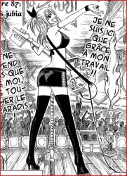 00s 1girl border fairy_tail french_text greyscale lucy_heartfilia mashima_hiro monochrome red_border scanlation rating:Questionable score:10 user:danbooru