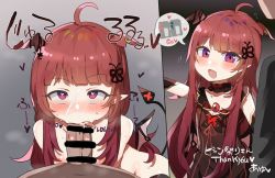  araka_luto bar_censor blush censored commission cum demon_girl demon_horns demon_tail demon_wings dress elbow_gloves facial fang fellatio flat_chest gloves heart heart-shaped_pupils horns long_hair low_wings nipples oral penis prism_project red_eyes red_hair renoa_yu skeb_commission sleeveless sleeveless_dress symbol-shaped_pupils tail virtual_youtuber wings  rating:Explicit score:72 user:danbooru