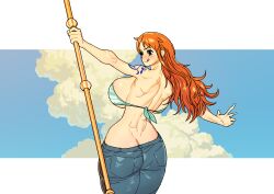  1girl ass backboob breasts butt_crack highres large_breasts long_hair nami_(one_piece) one_piece solo 