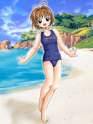  1990s_(style) beach cardcaptor_sakura child d-ten kinomoto_sakura one-piece_swimsuit school_swimsuit swimsuit  rating:Sensitive score:13 user:Submariner