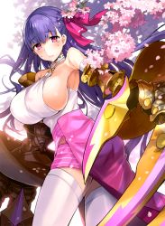 10s 1girl bare_shoulders blush breasts claws collar fate/extra fate/extra_ccc fate/grand_order fate_(series) flower hair_ribbon huge_breasts long_hair looking_at_viewer passionlip_(fate) passionlip_(third_ascension)_(fate) pink_eyes pink_ribbon purple_hair ribbon sad sideboob solo tan_(tangent) tears thighhighs tree very_long_hair white_thighhighs rating:Sensitive score:17 user:danbooru