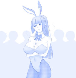  1girl 5boys animal_ears bare_shoulders blush bow bowtie breasts breath cleavage covered_navel cowboy_shot crossed_arms detached_collar fake_animal_ears highres ijiranaide_nagatoro-san large_breasts leotard long_hair monochrome multiple_boys pantyhose playboy_bunny rabbit_ears revealing_clothes solo_focus standing strapless strapless_leotard sunomiya_sana viperxtr  rating:Sensitive score:39 user:k1455357