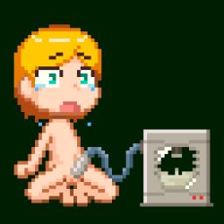  1boy animated animated_gif barefoot blonde_hair cum kneeling lowres machine male_focus moaning nude open_mouth penis penis_milking pixel_art sex_machine shota simple_background solo tears  rating:Explicit score:90 user:Fez_Paladin