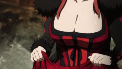 10s animated animated_gif bouncing_breasts breasts cleavage demon_girl large_breasts long_hair looking_at_viewer lowres maou_(maoyuu) maoyuu_maou_yuusha red_eyes red_hair screencap solo talking rating:Sensitive score:81 user:Ynyswydryn