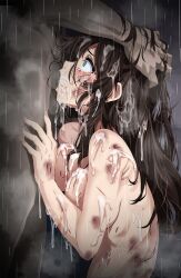  1boy 1girl breasts brown_hair bruise bruise_on_face censored creatures_(company) crying crying_with_eyes_open cum cum_in_mouth cum_on_body cum_on_breasts cum_on_hair cum_on_upper_body cum_overflow empty_eyes facial fellatio fingernails from_side game_freak grey_eyes hand_on_another&#039;s_head head_grab hetero highres hilda_(pokemon) injury long_hair medium_breasts messy_hair mosaic_censoring nail_polish nintendo nude open_mouth oral penis pokemon pokemon_bw profile rape solo_focus tears tsukishiro_saika  rating:Explicit score:122 user:danbooru