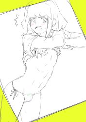  1boy absurdres blush greyscale highres lio_fotia male_focus merogupi monochrome promare sketch thong undressing  rating:Questionable score:10 user:Buckey