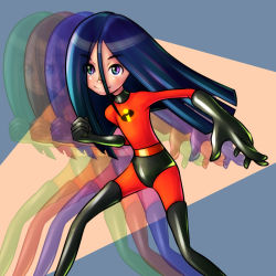  1girl black_footwear black_gloves black_hair blush bodysuit boots breasts conoghi disney female_focus gloves latex latex_gloves long_hair looking_at_viewer pixar purple_eyes red_bodysuit small_breasts smile solo spandex standing superhero_costume the_incredibles thigh_boots violet_parr  rating:Sensitive score:77 user:starfisher