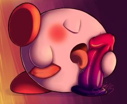  1boy blush dildo closed_eyes handjob kirby kirby_(series) licking male_focus masturbation nintendo no_humans open_mouth penis saliva sex_toy solo tongue tongue_out uncensored  rating:Explicit score:3 user:hornylittlekirby