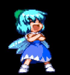  1girl animated animated_gif blue_hair cirno crossed_arms laughing lowres pixel_art solo tagme touhou  rating:General score:33 user:sharkfleshlight