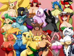animal_ears blush breasts cleavage covered_erect_nipples creatures_(company) espeon flareon furry game_freak gen_1_pokemon gen_2_pokemon gen_4_pokemon glaceon huge_breasts huge_nipples jolteon large_breasts leafeon ninetails nintendo nipples no_bra pokemon pokemon_(creature) smile tail umbreon vaporeon rating:Explicit score:74 user:Aspada