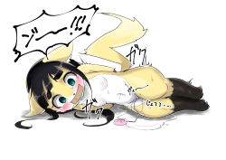 1girl absurdres animal_ears arms_behind_back bdsm black_hair blush bondage bound breasts female_focus forced forced_orgasm fox_ears fox_tail furry furry_female gag highres improvised_gag loli lying navel nipples nude on_side original powan_po40 pussy_juice sex_toy simple_background small_breasts solo tail tape tape_gag tears vibrator white_background rating:Explicit score:59 user:Dweenie