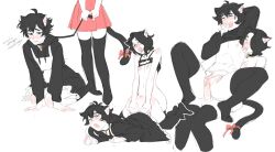  1boy 1futa absurdres animal_ears arm_behind_head arm_support black_collar black_hair black_hoodie black_thighhighs blush bow breasts cat_boy cat_cutout cat_ears cat_girl cat_tail clothing_cutout collar covering_own_mouth cuntboy cuntboy_with_male doomer_girl english_text frills futa_with_cuntboy futanari hand_over_own_mouth highres holding holding_leash hood hoodie lacryboy leash lying maid medium_breasts meowing moaning newhalf nipples on_stomach open_mouth original pink_bow pink_skirt prone_bone pussy sex sex_from_behind short_hair simple_background sitting skirt spread_pussy tail tail_bow tail_ornament thighhighs twinkjak vaginal wariza white_background wide_hips  rating:Explicit score:86 user:danbooru