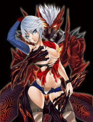 1girl blue_eyes breasts breasts_squeezed_together capcom clothed_sex cm_(pixiv1510128) cum dante devil_may_cry devil_may_cry_(series) devil_may_cry_4 devil_trigger genderswap genderswap_(mtf) hood hoodie incest midriff nero_(devil_may_cry) nipples panties penis sex short_hair short_shorts shorts silver_hair thigh_strap torn_clothes unbuttoned underwear unzipped white_panties wristband