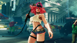  1girl 3d abs capcom female_focus final_fight highres poison_(final_fight) street_fighter street_fighter_v thick_thighs thighs toned  rating:Sensitive score:7 user:JisJus