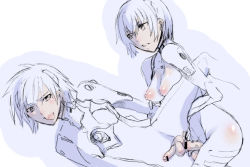  1boy 1futa anal arm_grab ayanami_rei ball blush breasts breasts_out censored clothed_sex femdom futa_with_male futanari guided_penetration inochi_wazuka leg_grab looking_at_viewer male_penetrated monochrome nagisa_kaworu neon_genesis_evangelion nipples open_mouth pegging penis plugsuit sex short_hair tongue tongue_out  rating:Explicit score:54 user:domene
