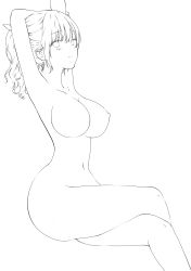  artist_request breasts cleavage copyright_request highres large_breasts lineart monochrome official_art source_request  rating:Explicit score:6 user:Allen95