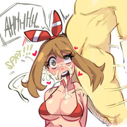  ahegao bikini brain_fuck breasts creatures_(company) cum cum_in_mouth cum_on_body cum_on_breasts cum_on_upper_body ear_insertion ear_penetration ear_sex english_text game_freak gen_1_pokemon gerph heart hypno large_breasts may_(pokemon) nintendo pokemon pokemon_emerald pokemon_rse skull_fucking swimsuit tagme  rating:Explicit score:362 user:bubblegum-freedom