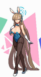  1girl absurdly_long_hair animal_ears animated asuna_(blue_archive) asuna_(bunny)_(blue_archive) bare_shoulders blue_archive blue_bow blue_bowtie blue_eyes blue_leotard blue_ribbon bow bowtie breasts brown_pantyhose detached_collar full_body gloves hair_ribbon halo karrobyte large_breasts leotard light_brown_hair long_hair mole mole_on_breast nipples official_alternate_costume one_breast_out pantyhose pixel_art playboy_bunny rabbit_ears ribbon solo swept_bangs tagme thighband_pantyhose ugoira very_long_hair video white_gloves  rating:Explicit score:88 user:Grey_Gespenst